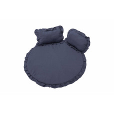 Set Covoras Impermeabil Cu Volan + 2 Perne, Din In, Albastru