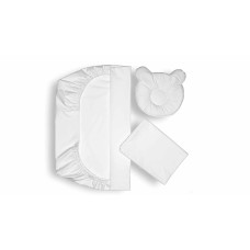 Set Lenjerie Patut + Pernuta Pentru Formarea Capului Bebelusului, Bumbac Egiptean, 60X120 Cm, Alb Set Lenjerie Patut + Pernuta Pentru Formarea Capului Bebelusului, Bumbac Egiptean, 60X120 Cm, Alb