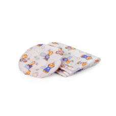 Set Paturica + Pernuta Pentru Formarea Capului Bebelusului, Model Ursuleti, Alb/Albastru