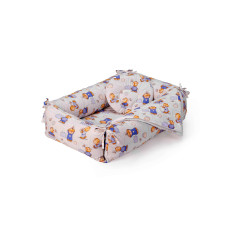 Set Reductor Bebe Nest + Paturica + Pernuta Pentru Formarea Capului Bebelusului, Model Ursuleti, Alb/Albastru