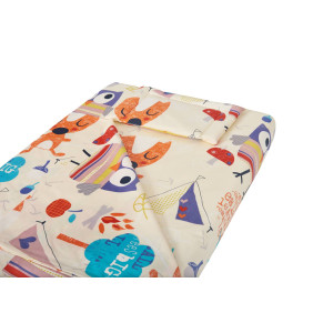 Lenjerie Patut Bebe, Cearceaf Pat 60X120X10 Cu Elastic, Cearceaf Pilota 80X110, Perna Joasa 20X35, Bufnite Mari
