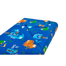 Lenjerie Patut Bebe, Cearceaf Pat 60X120X10 Cu Elastic, Cearceaf Pilota 80X110, Perna Joasa 20X35, Dinozauri