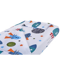 Lenjerie Patut Bebe, Cearceaf Pat 60X120X10 Cu Elastic, Cearceaf Pilota 80X110, Perna Joasa 20X35, Rachete