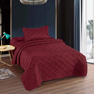 Cuvertură Pat Uni O Persoană + O Față Pernă (Bordo)