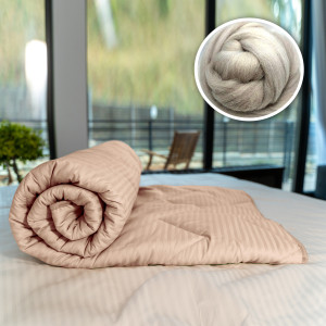 Pilotă Matlasată Lână Damasc 100% Natural - De Iarnă - Capucino - 140Cm X 210Cm