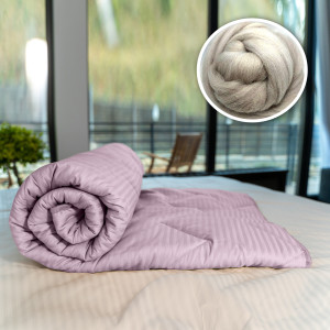 Pilotă Matlasată Lână Damasc 100% Natural - De Iarnă - Lila - 140Cm X 210Cm
