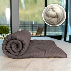 Pilotă Matlasată Lână Damasc 100% Natural - De Iarnă - Maro - 180Cm X 210Cm