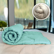 Pilotă Matlasată Lână Damasc 100% Natural - De Iarnă - Mint - 140Cm X 210Cm
