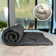 Pilotă Matlasată Lână Damasc 100% Natural - De Iarnă - Negru - 200Cm X 215Cm