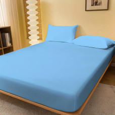 Husa Pat Jerse 100% Bumbac (Albastru) + 2 Fete Perna - 90X200Cm LenjeriiAleCasei