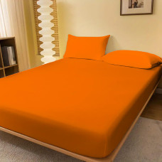 Husa Pat Jerse 100% Bumbac (Portocaliu) + 2 Fete Perna - 160X200Cm LenjeriiAleCasei