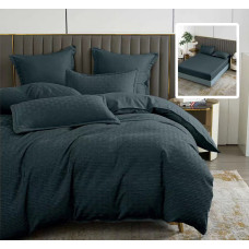Lenjerie De Pat Natur Uni Stripe 6 Piese Cu Husă (Negru) LenjeriiAleCasei
