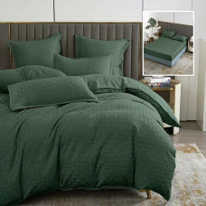Lenjerie De Pat Natur Uni Stripe 6 Piese Cu Husă (Verde) LenjeriiAleCasei