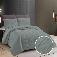 Cuvertură Pat Uni + 2 Fețe De Pernă - Warm Gray LenjeriiAleCasei