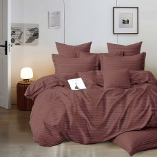 Lenjerie De Pat Damasc Horeca (Gros) - Maro - King Size Cu Husă