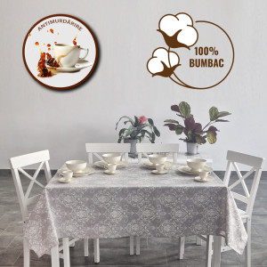 Față De Masă Antimurdărire 100% Bumbac - 120 Cm X 160 Cm