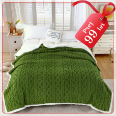Patură Tricot Cu Blăniță - Verde Natur