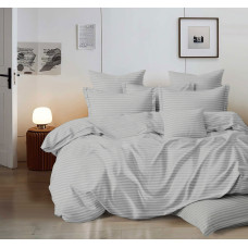 Lenjerie De Pat Damasc Horeca (Gros) - Gri Deschis - King Size Cu Husă